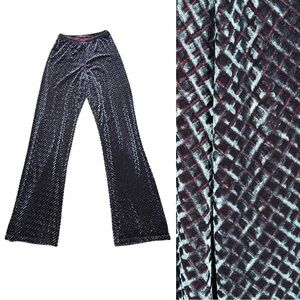 Carushka Teal Velvet Stretch Pants Crushed Velvet Wide Leg Legging Style Mermaid